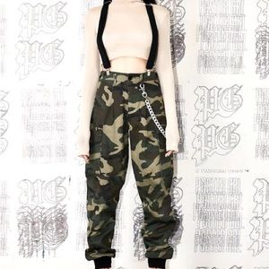Poster Girl Camo Suspender Cargo Pants - Size Small - Excellent Condition